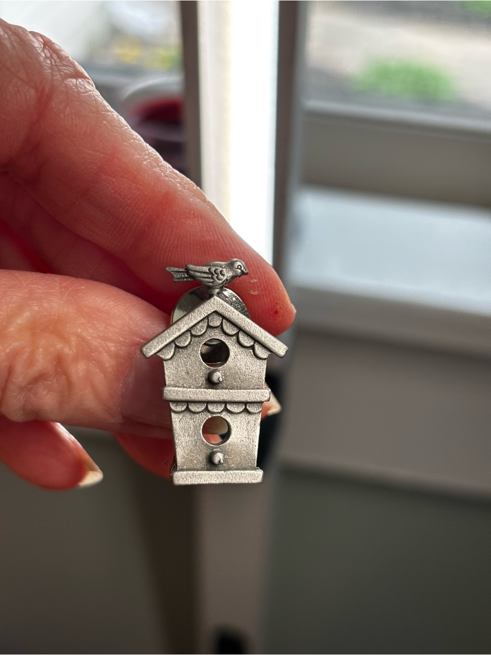 JJ Jonette Decorative Silver Tone Birdhouse Pin